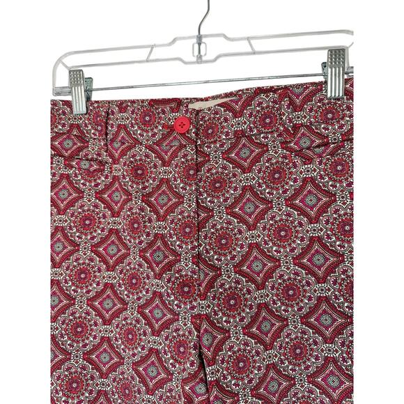Talbots Pink White Medallion Paisley Office Work Career Crop Dress Pants Size 12 - Picture 5 of 11